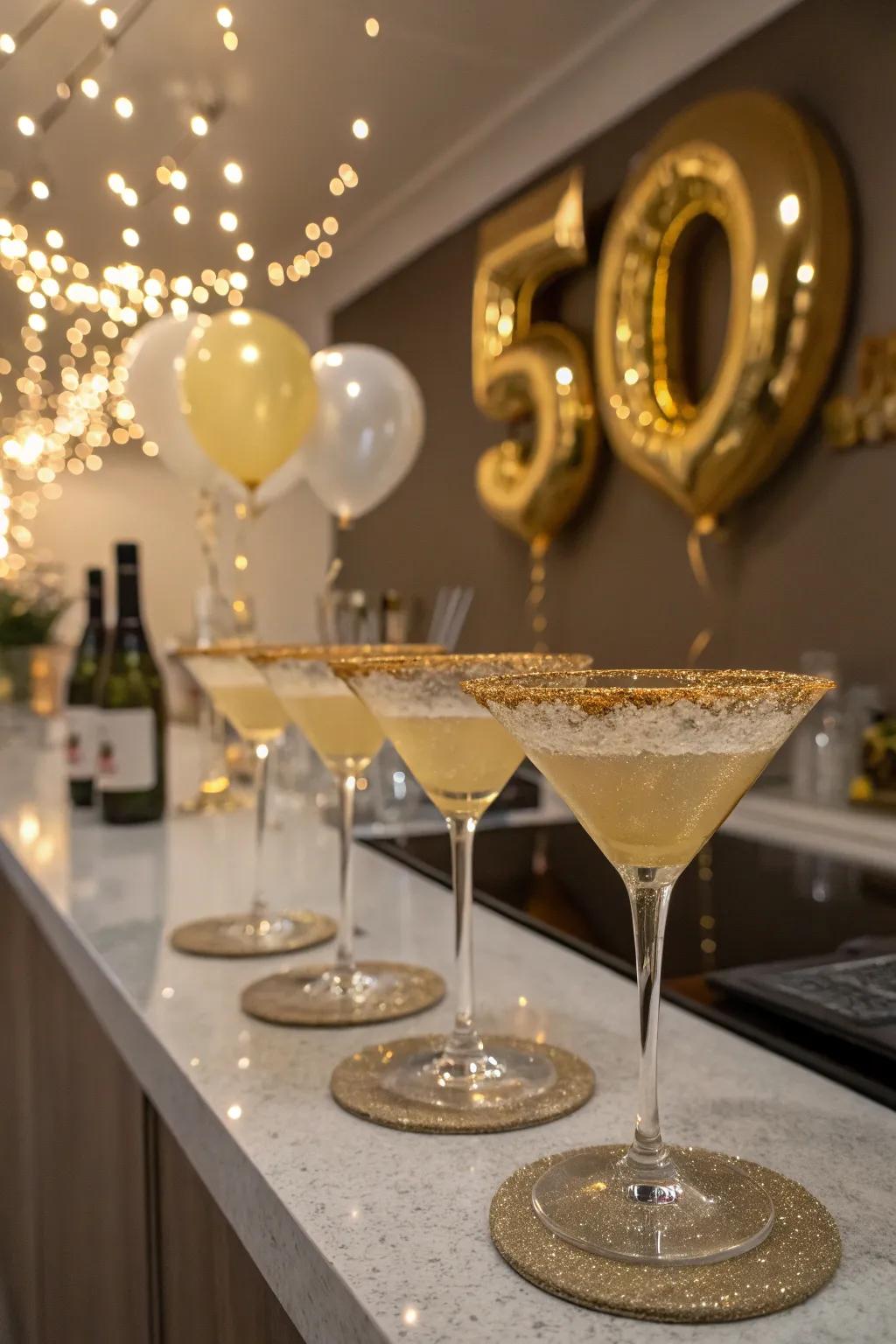 Golden signature cocktails, the festive sparkle that elevates the celebration.