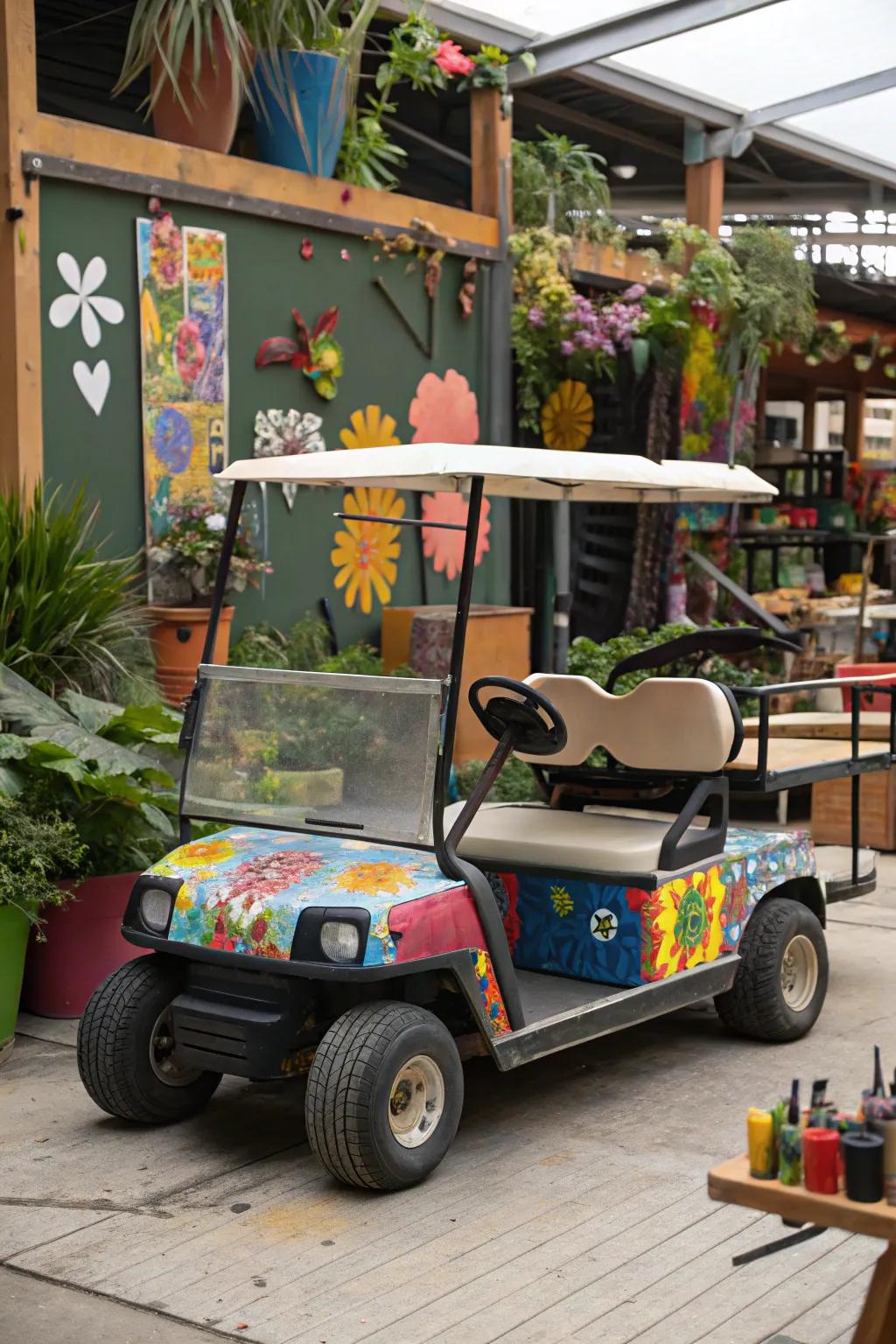 Express your originality through self-made artistic expression on your golf cart.