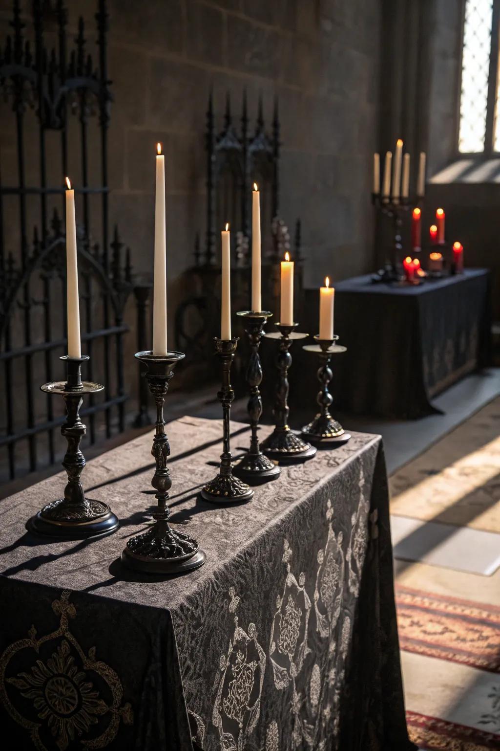 Candles swaying with the night's shadows.
