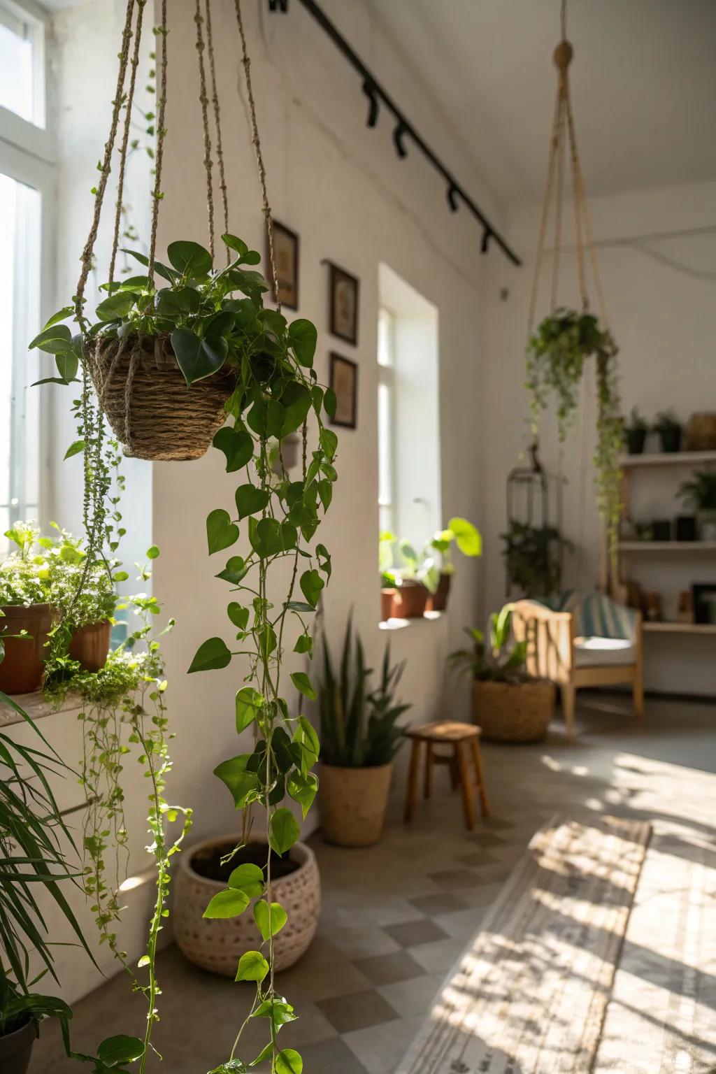 Plants add a refreshing, natural element to your grunge space.
