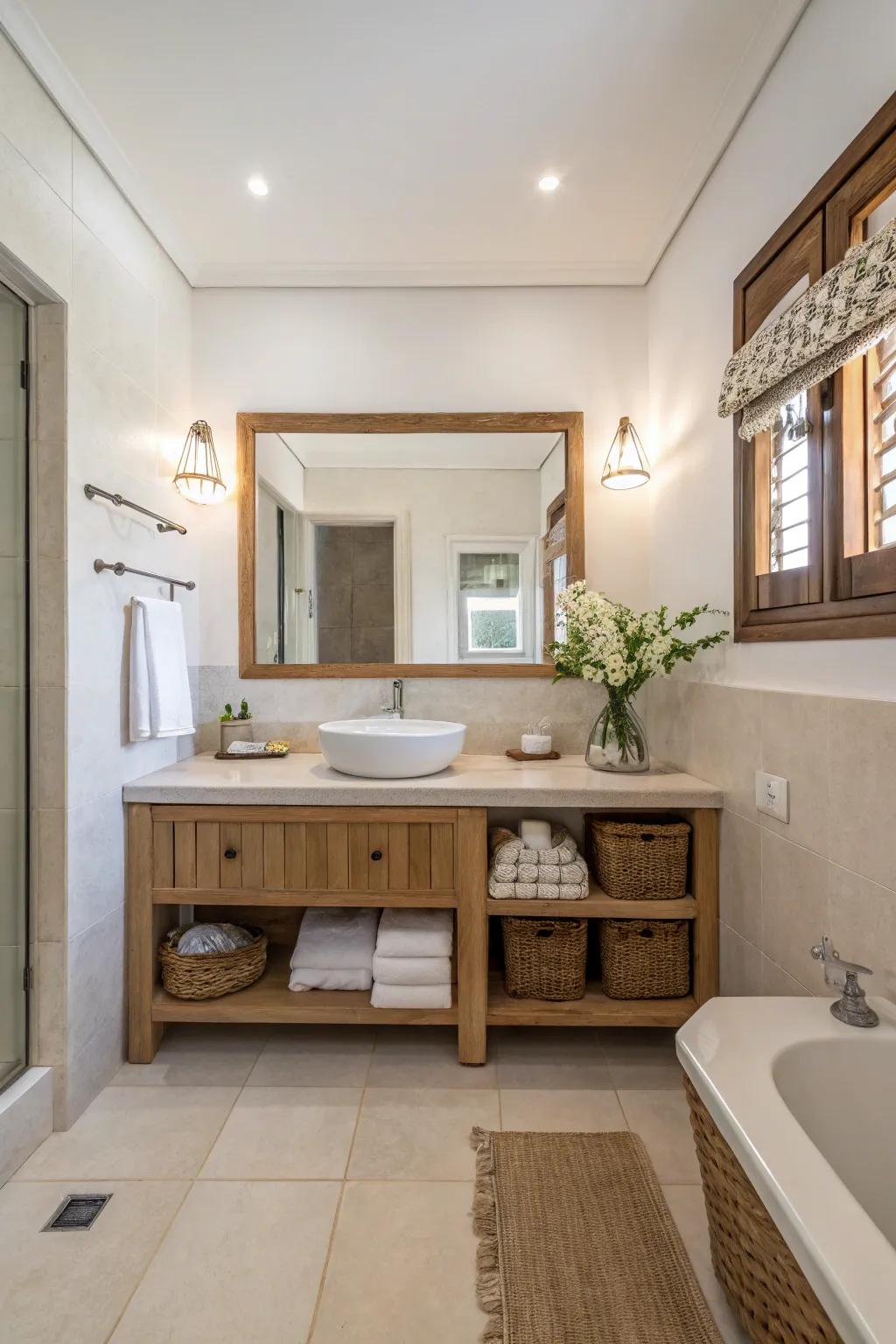 A minimalist guest bathroom with an uncluttered and elegant design.