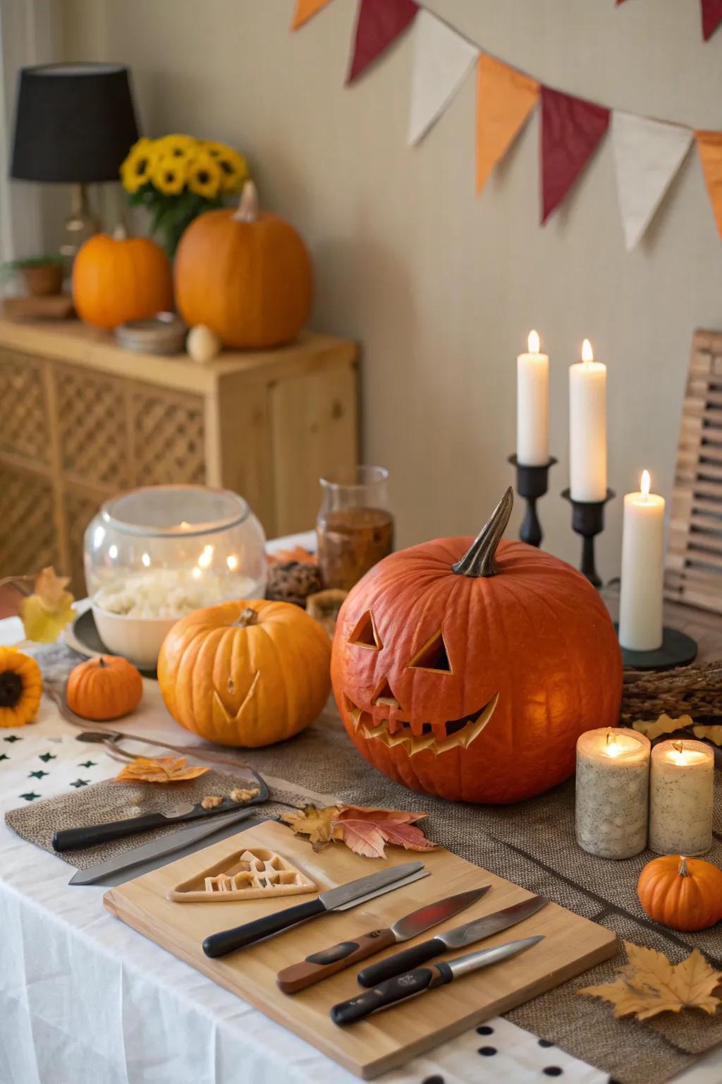 Indulge your creativity with a gourd sculpting area.