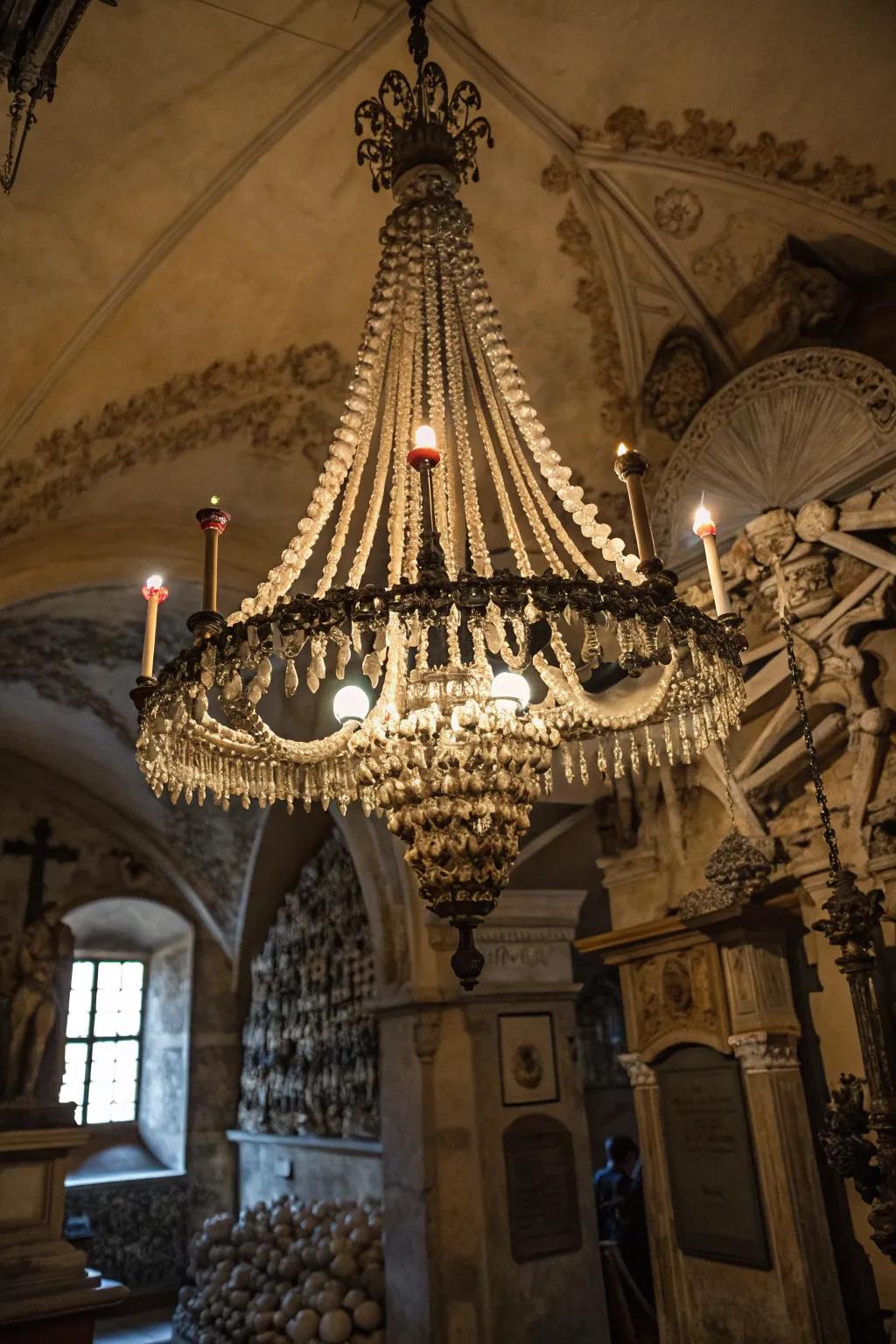 Craniums introduce a classic spooky note to your Halloween chandelier.