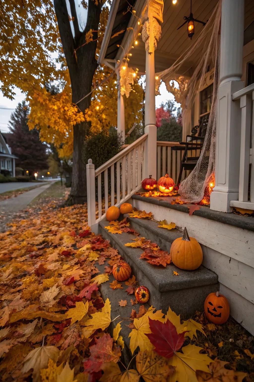 Combine natural autumn elements with Halloween decor to create a unified look.