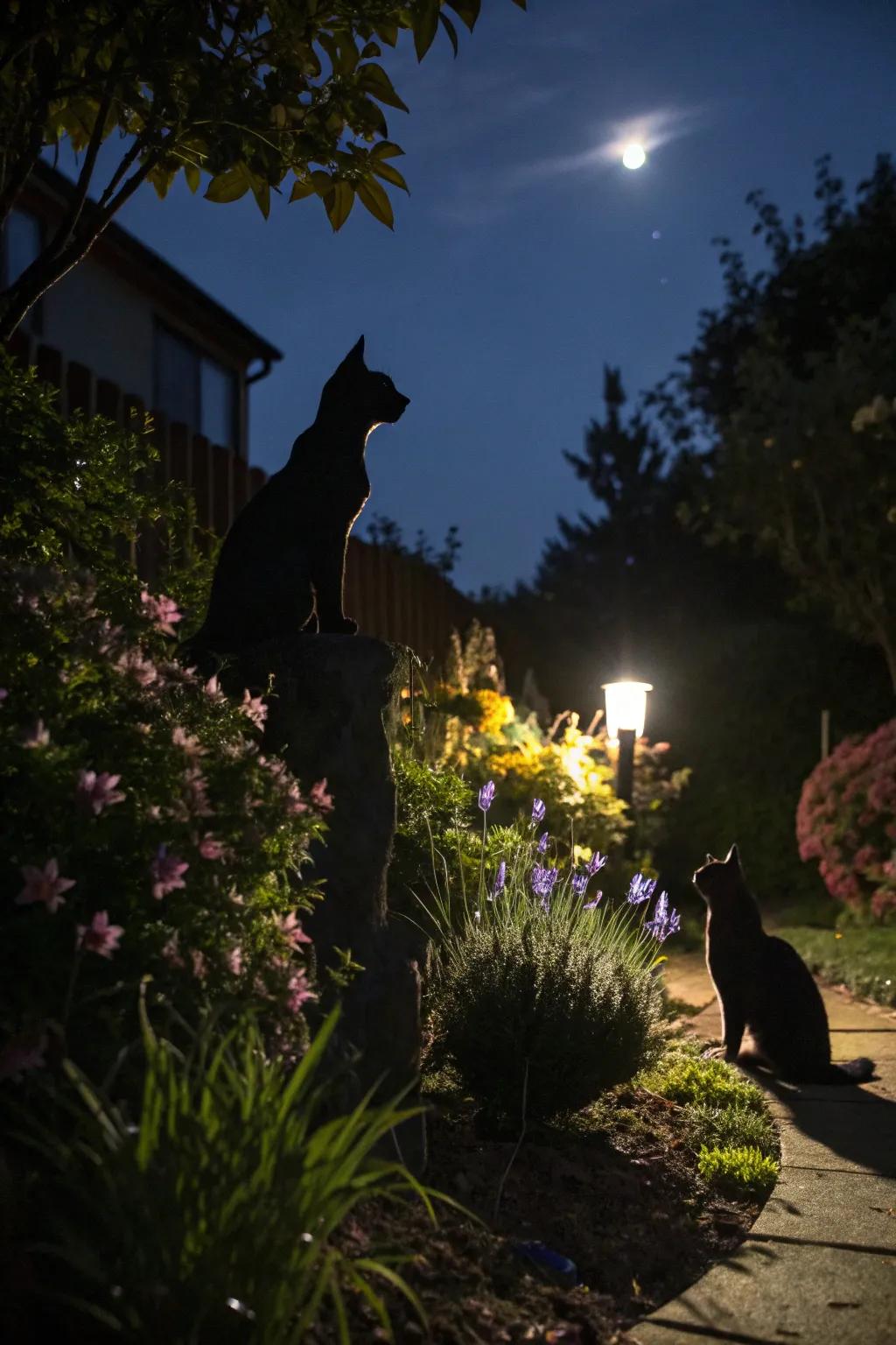 Obsidian felines inject a hint of mystery into your Halloween scene.