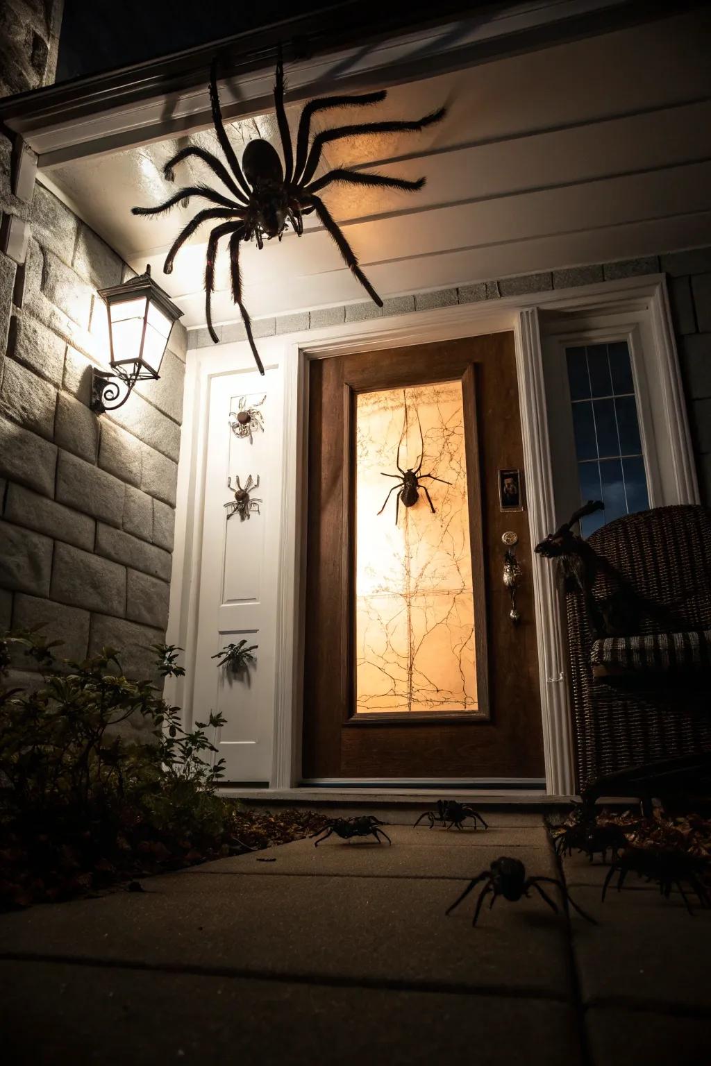 An immense arachnid renders a strikingly spooky portal.