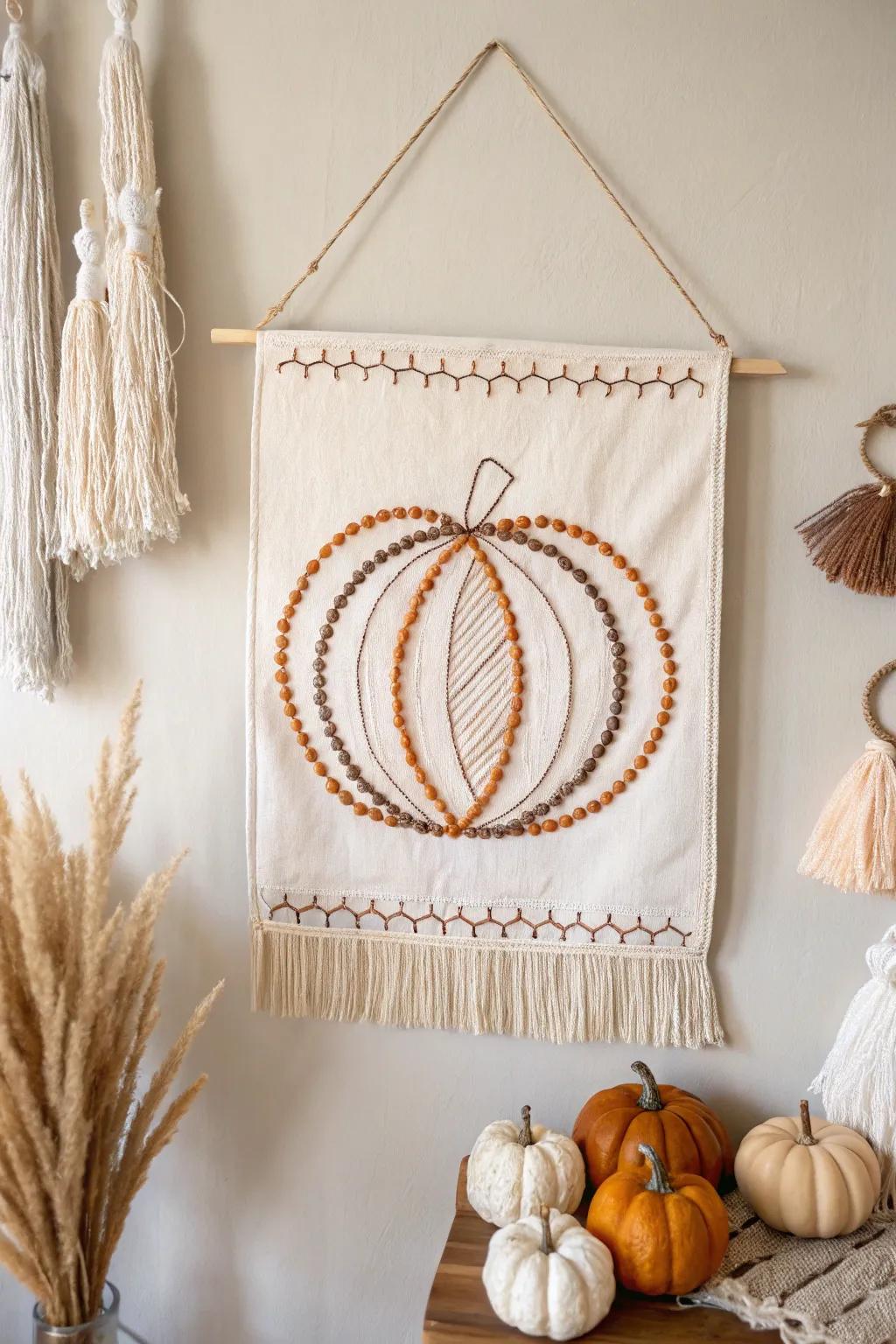 Improve your Halloween ornamentation using this beautifully crafted wall hanging that mixes minimalist style with a hint of boho appeal.
