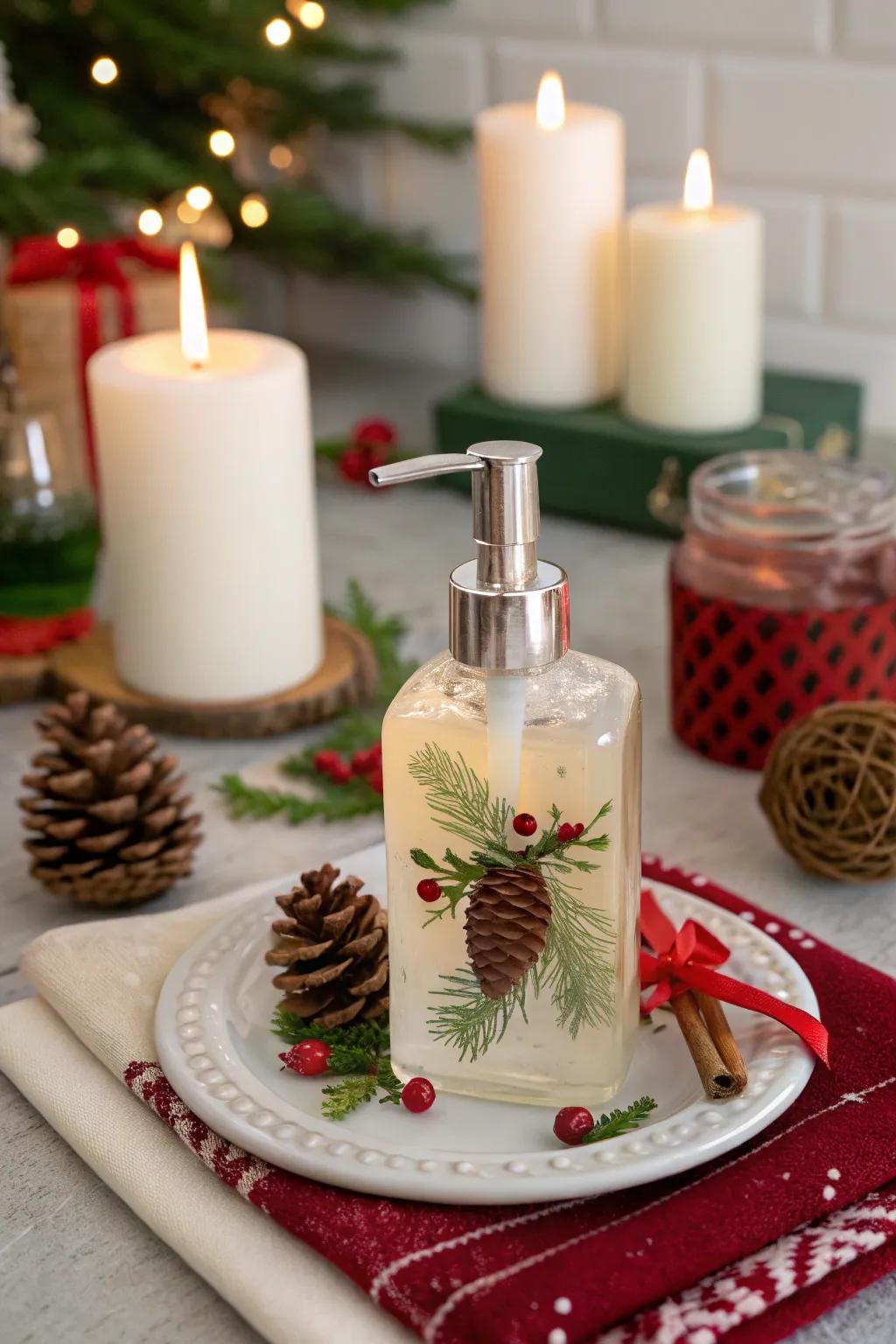 Hand cleanser with whimsical miniature adornments.