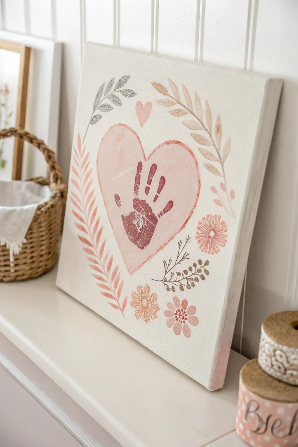 Capture the essence of love with a simple yet elegant handprint heart, perfect for cherishing those precious moments.