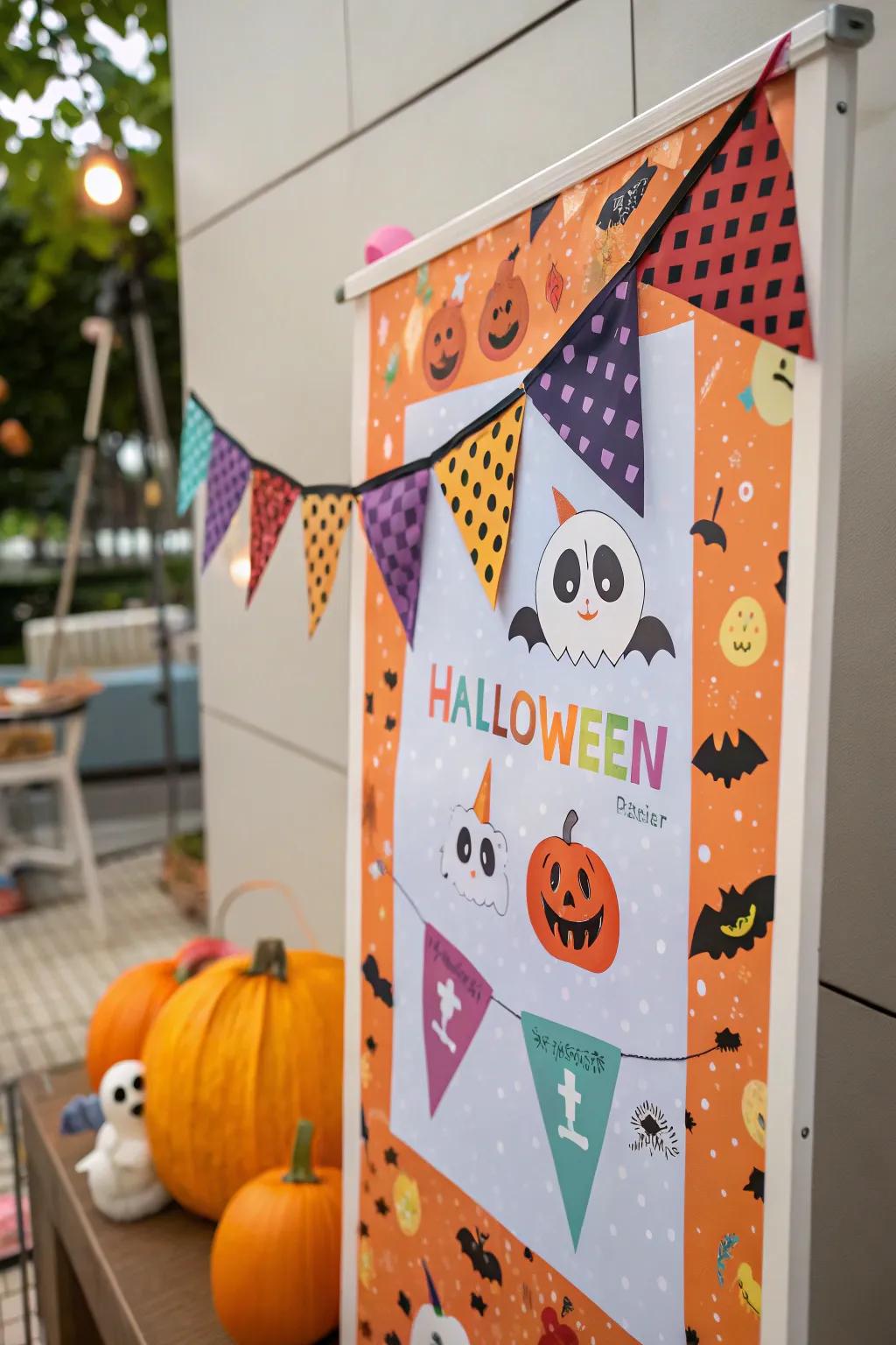 Joyful streamers poster that adds a cheerful Halloween touch.