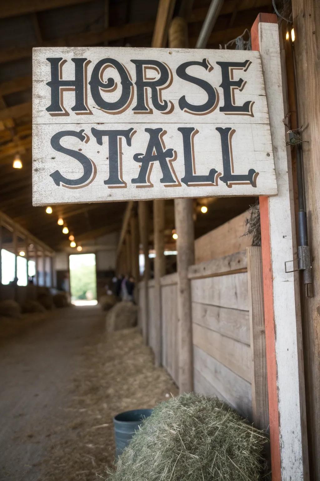 An artistic fusion of typefaces embellishing a stall marker.