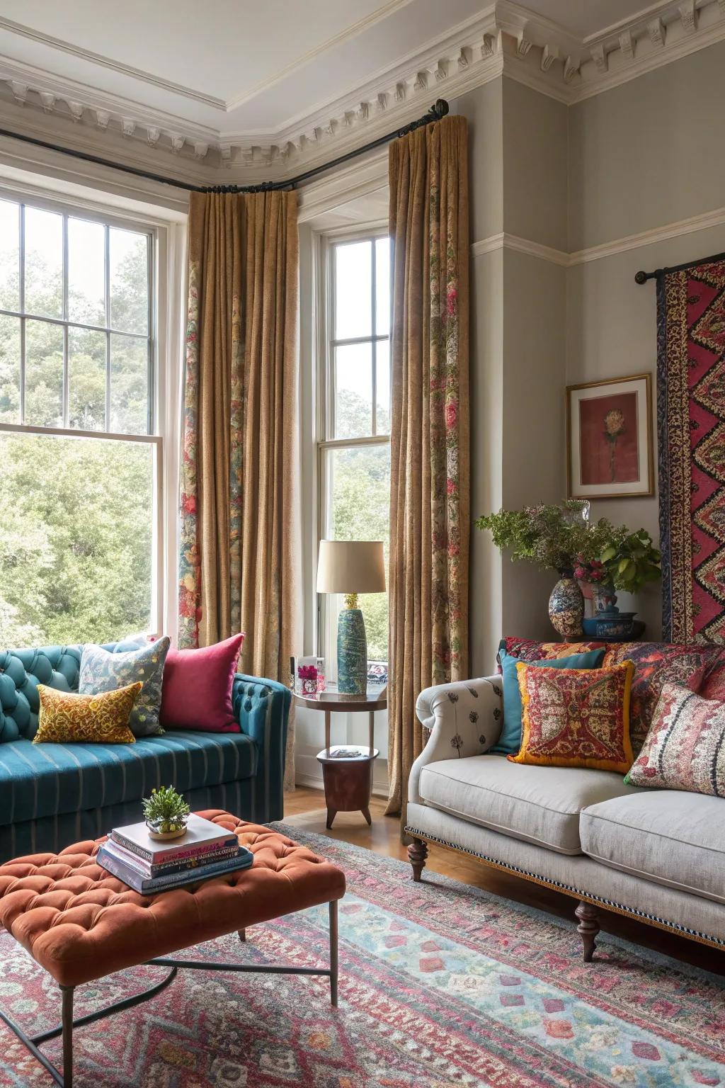 Drapery accents deliver a distinct way to personalize your family room decor.