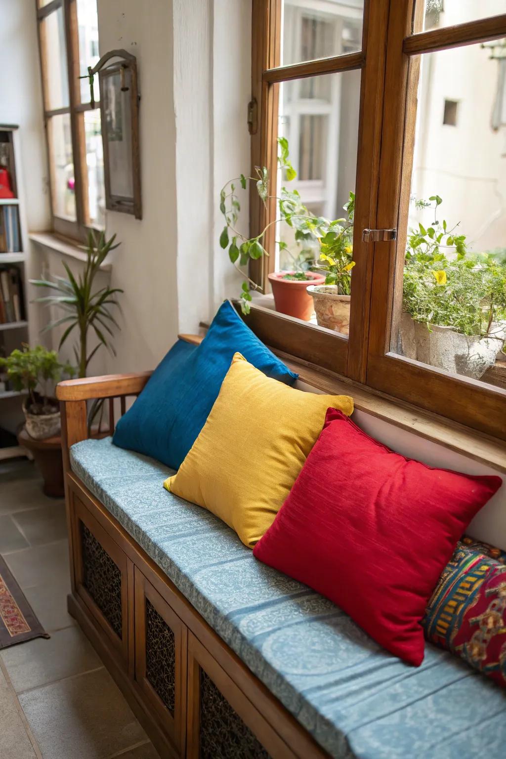 Corner seats establish welcoming areas for relaxation.