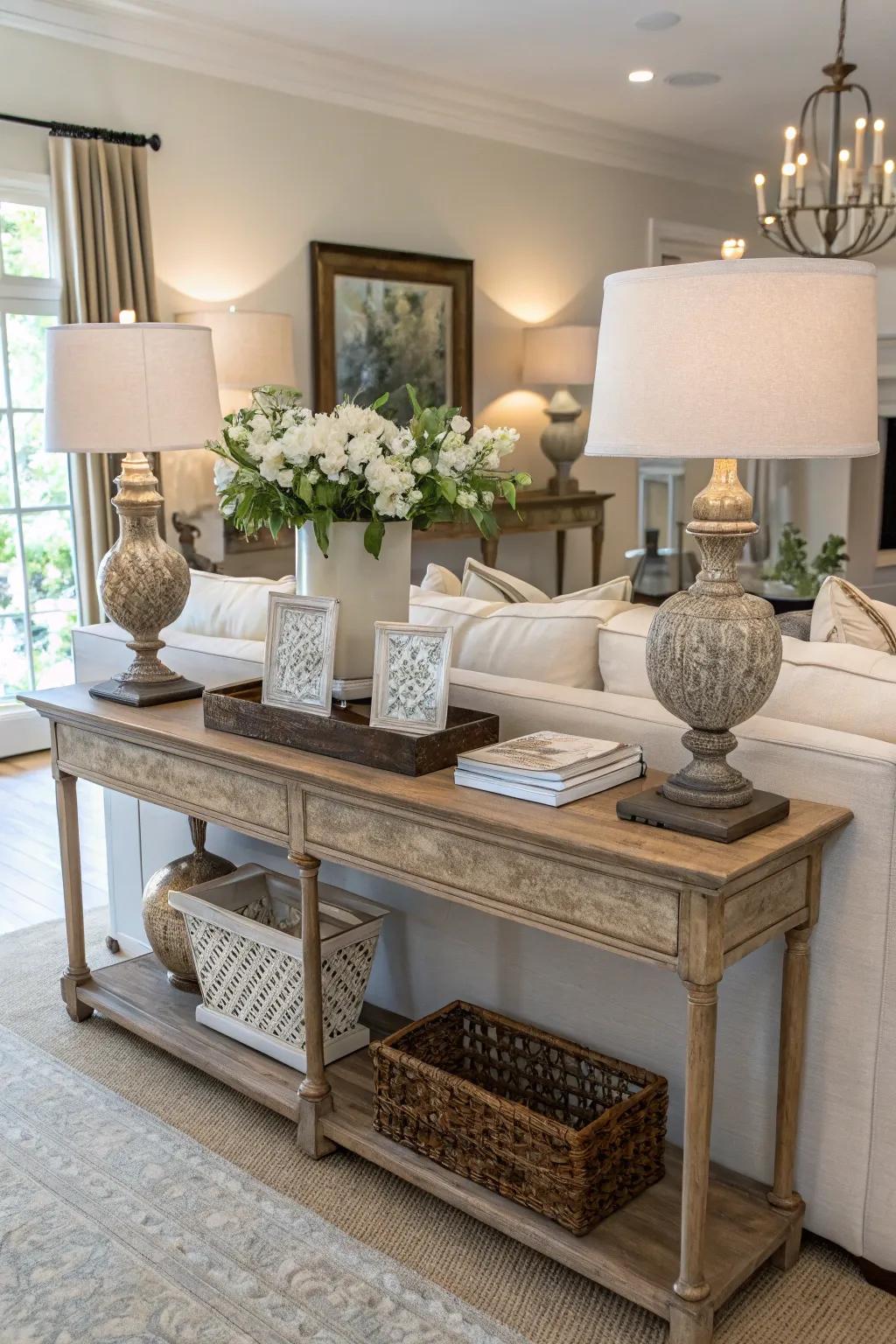 Symmetry imparts a sense of harmony to decor.