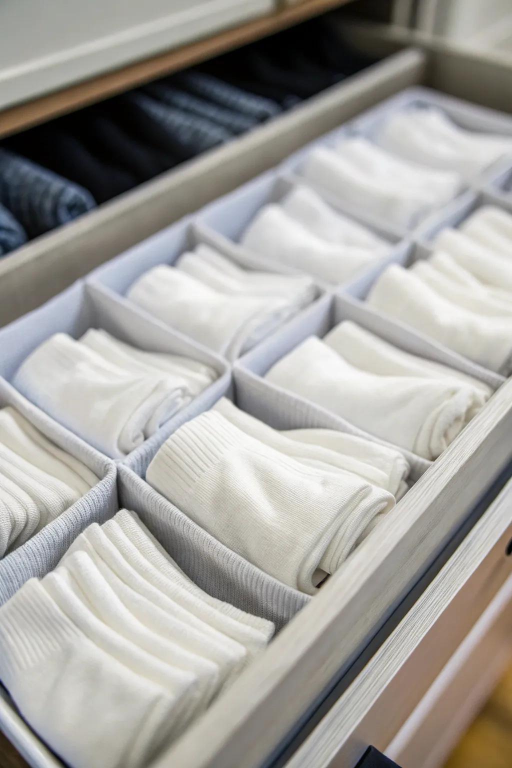 Streamline your sock drawer via a uniform strategy.