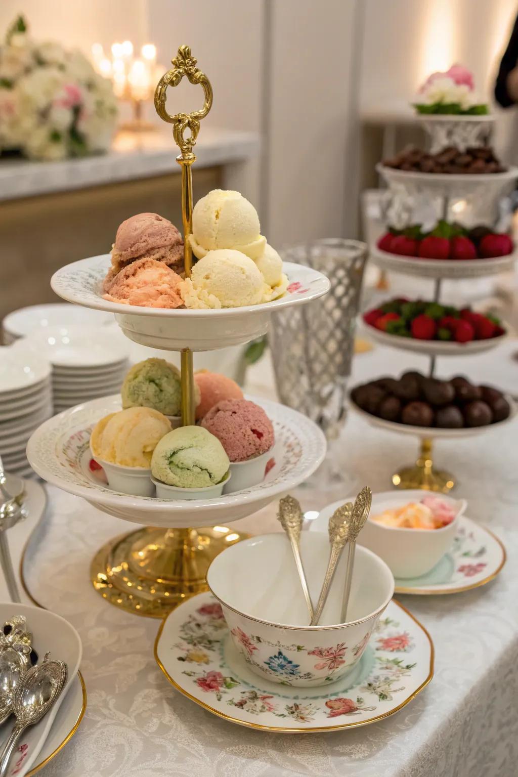 A refined ice cream buffet that exudes sophistication and style.