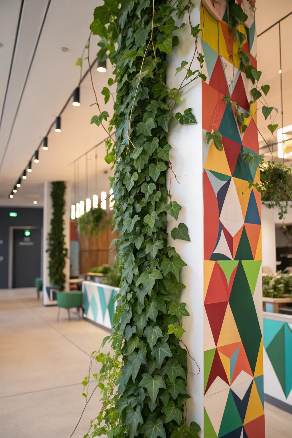 A distinctive green wall art showcasing imaginative geometric patterns.