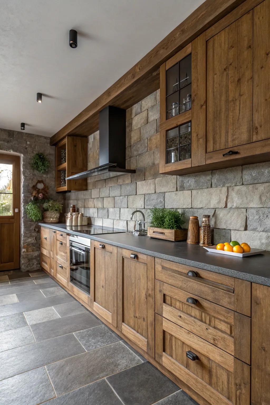 Surface texture contrast brings depth to the design.