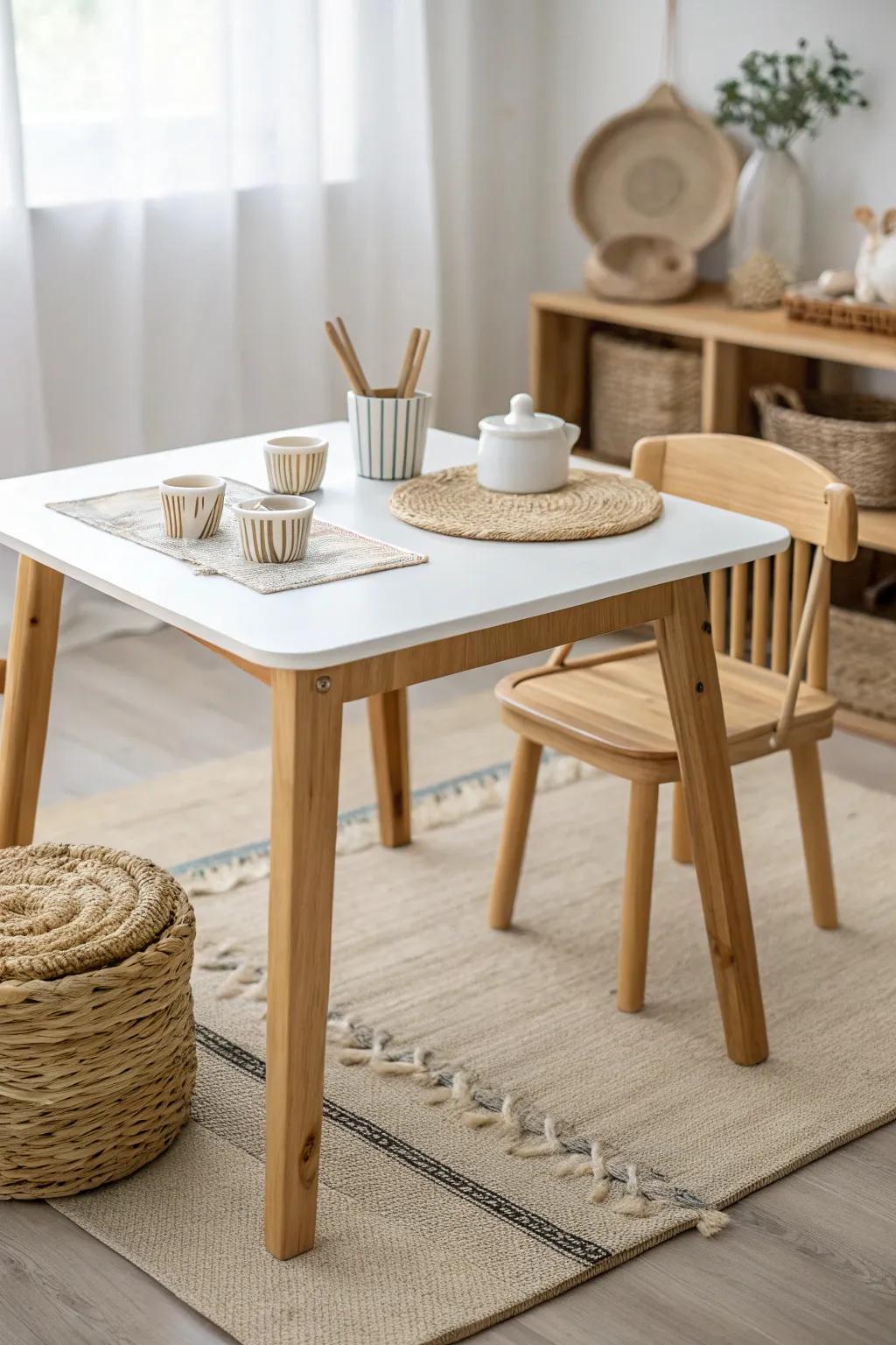 A green-conscious table for a more eco-friendly play and craft space.