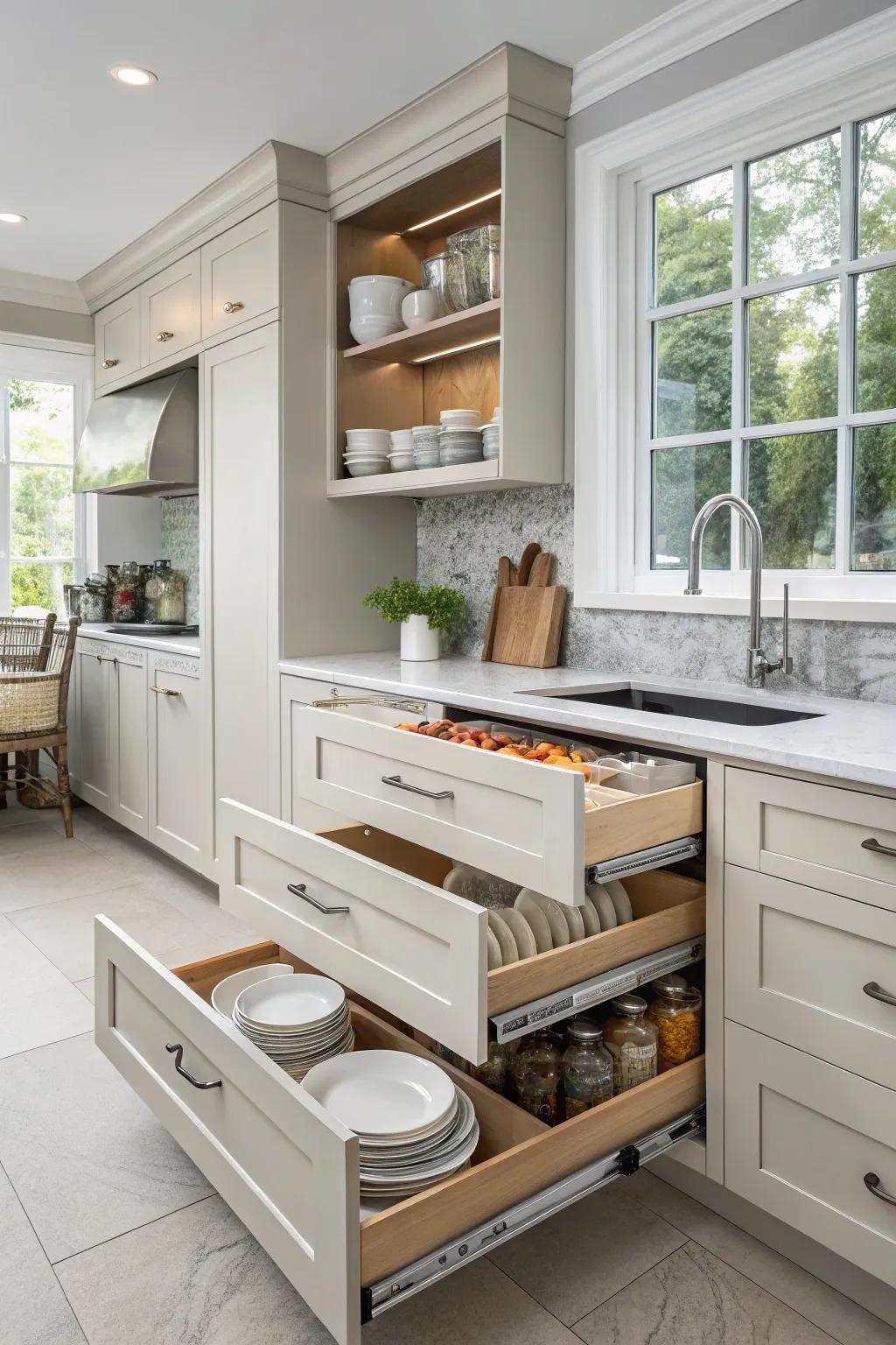 Intelligent storage maximizes space while minimizing clutter.