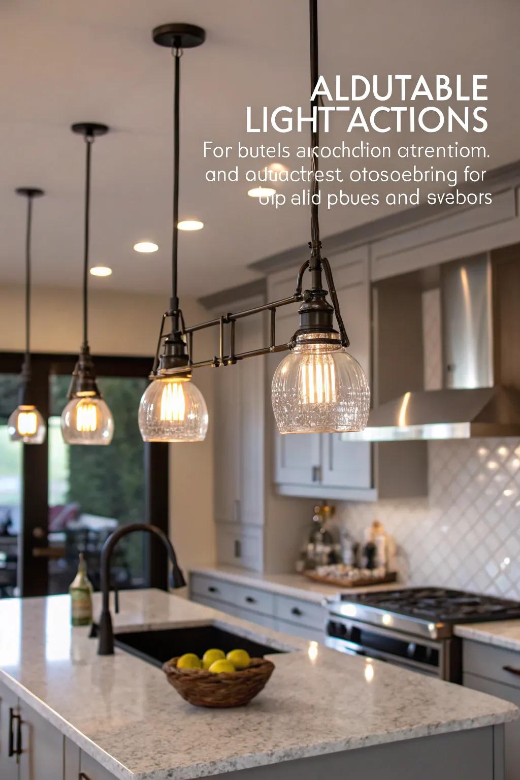 Adjustable lighting provides versatile options for any kitchen occasion.