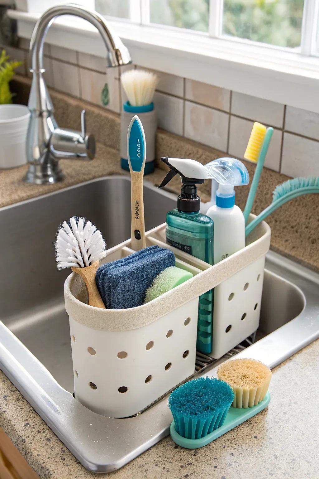 Secure and free up space with a suction-mounted storage unit.