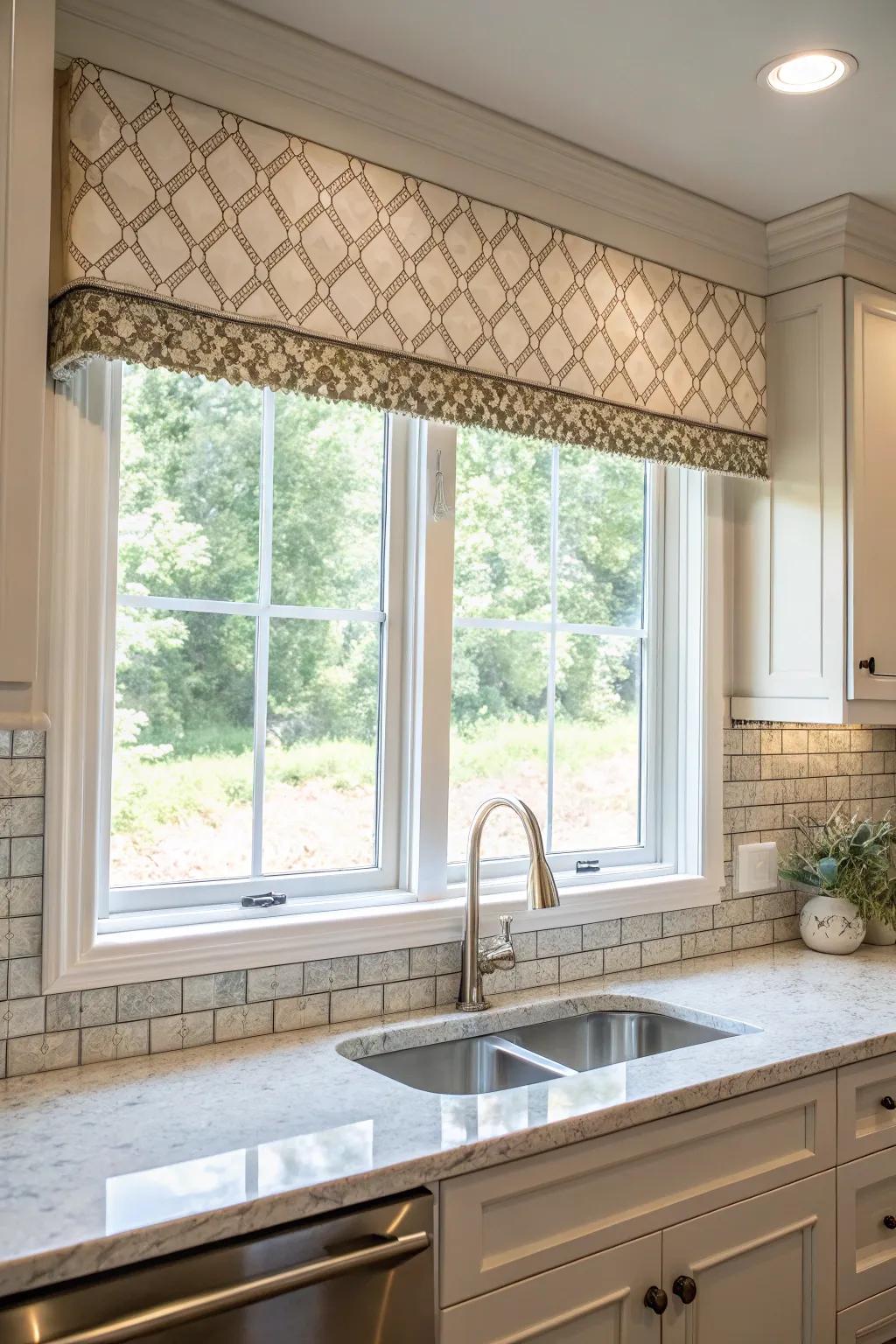 Create cohesion by matching with backsplash tiles.