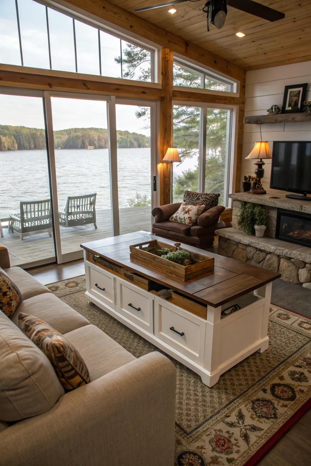 Multi-functional furnishings optimize space and practicality.