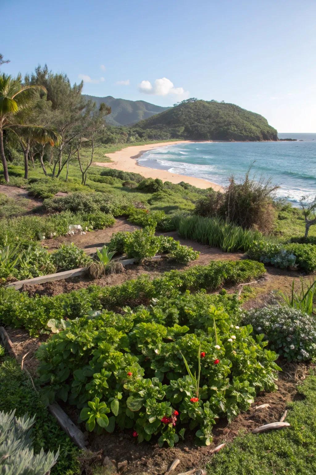 Combine esthetics with functionality in an edible island garden.