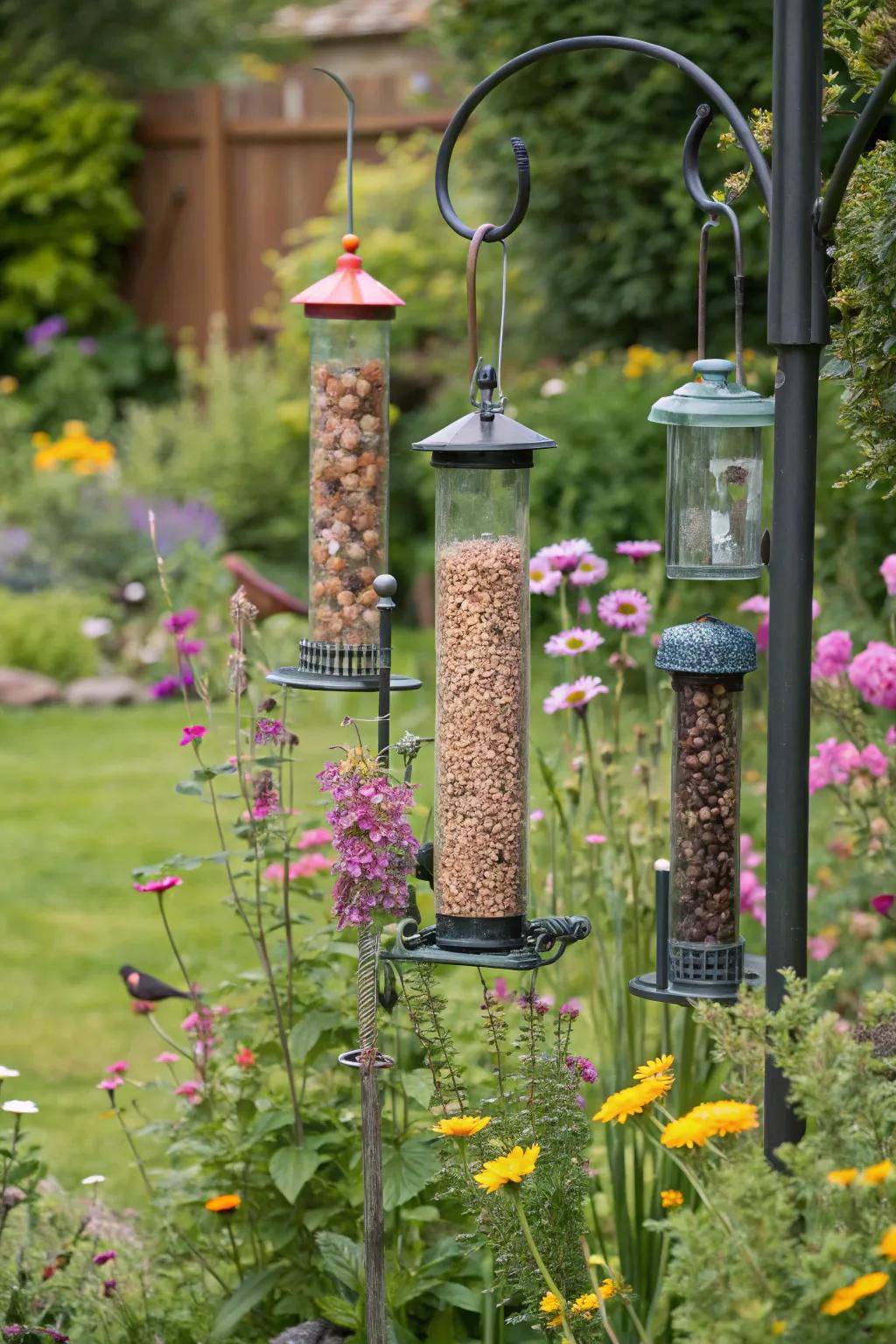 Multiple stations beckon a spectrum of avian species to your grounds.