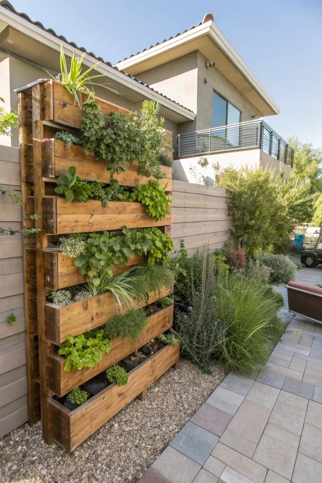 Vertical garden showcasing native plants in a Las Vegas backyard.
