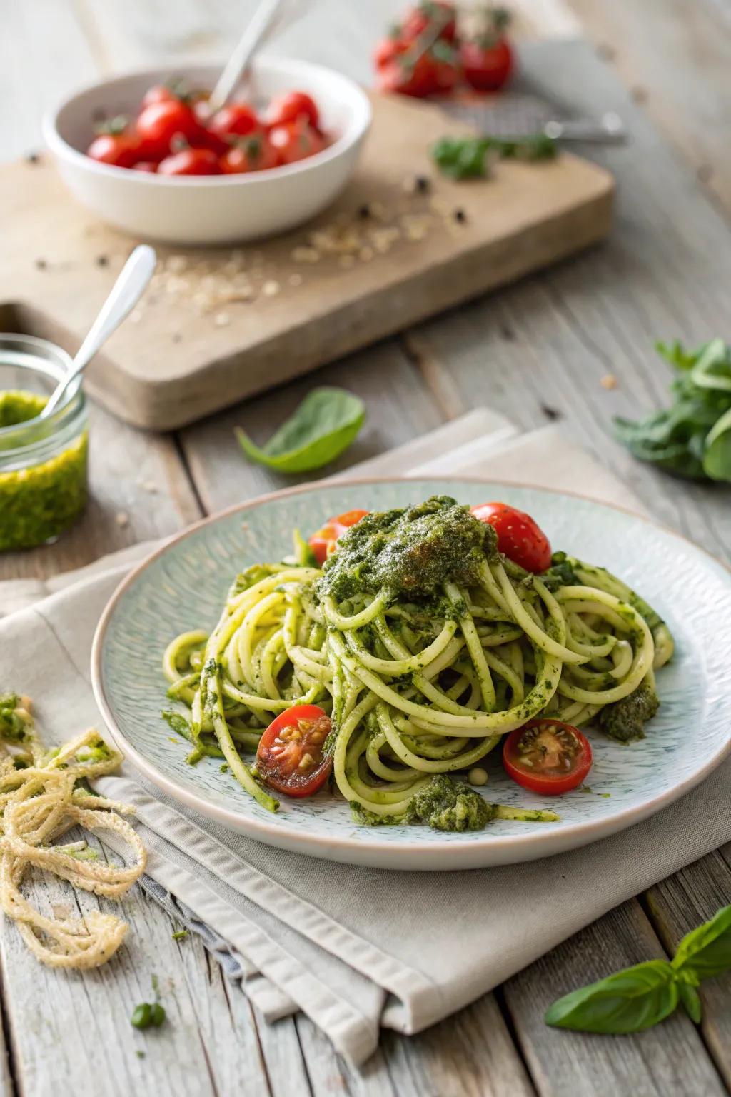 Zucchini noodles, a refreshing and light late-night option.