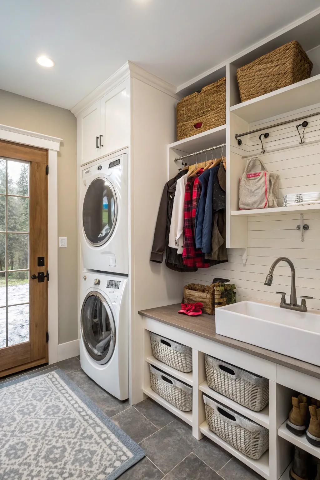Seamlessly mix laundry and mudroom functions.
