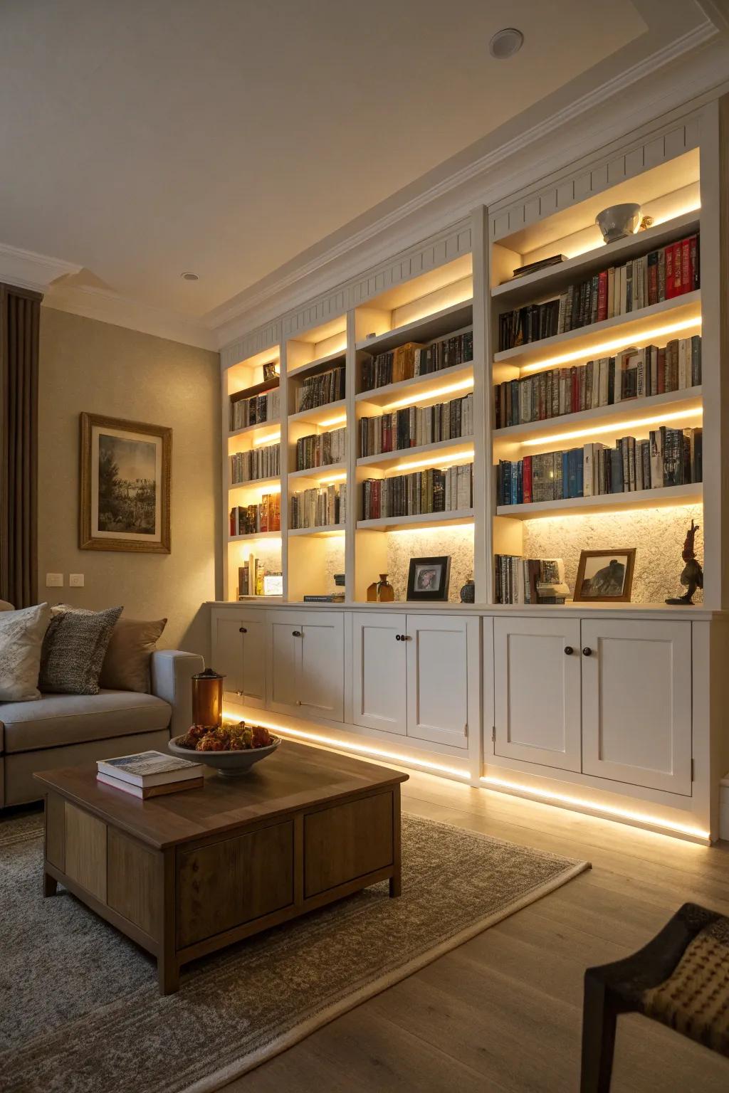 Showcase your decor using under-cabinet LEDs.