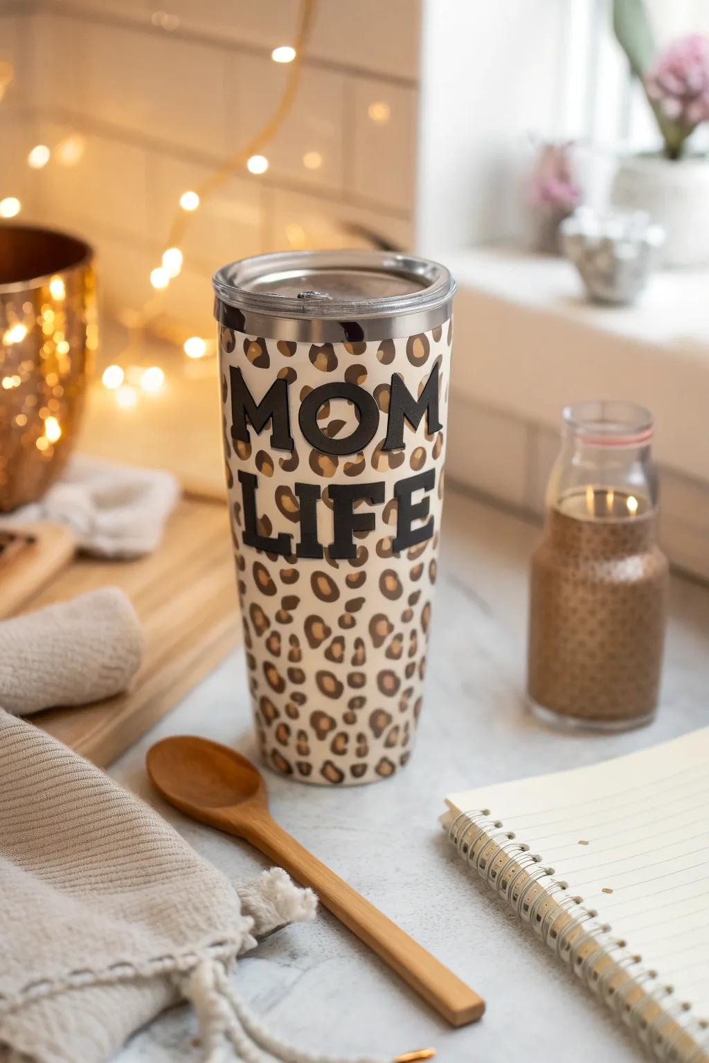 A 'Maternal Existence' themed wildcat motif tumbler that's impeccable for bustling mothers.