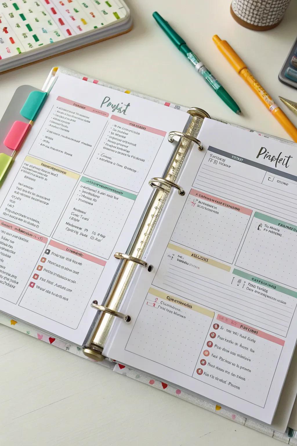A project schedule area to organize creative projects.