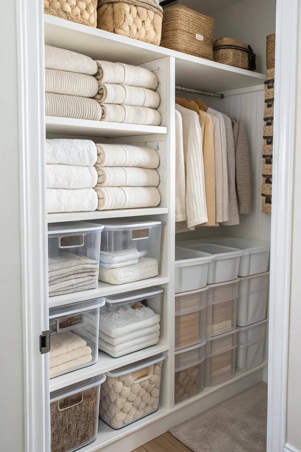 Mixing solid and clear storage balances privacy with visibility.