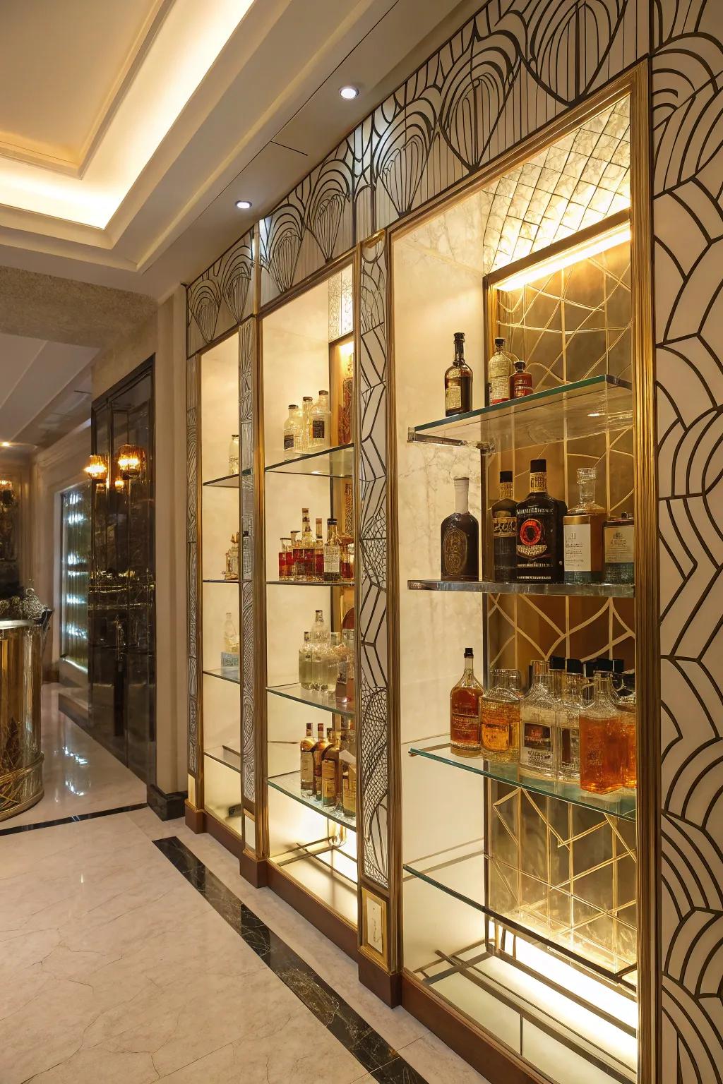 Fine art era elegance using glass shelving.