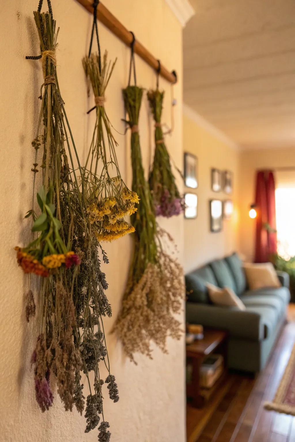 Dried botanicals add rustic beauty and fragrance.