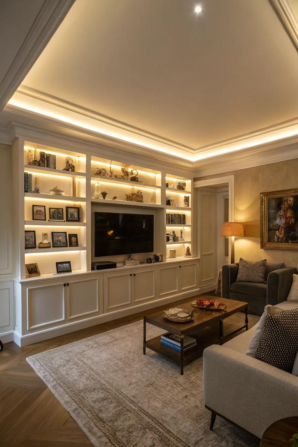 LED strips provide a contemporary method to highlight architectural details.