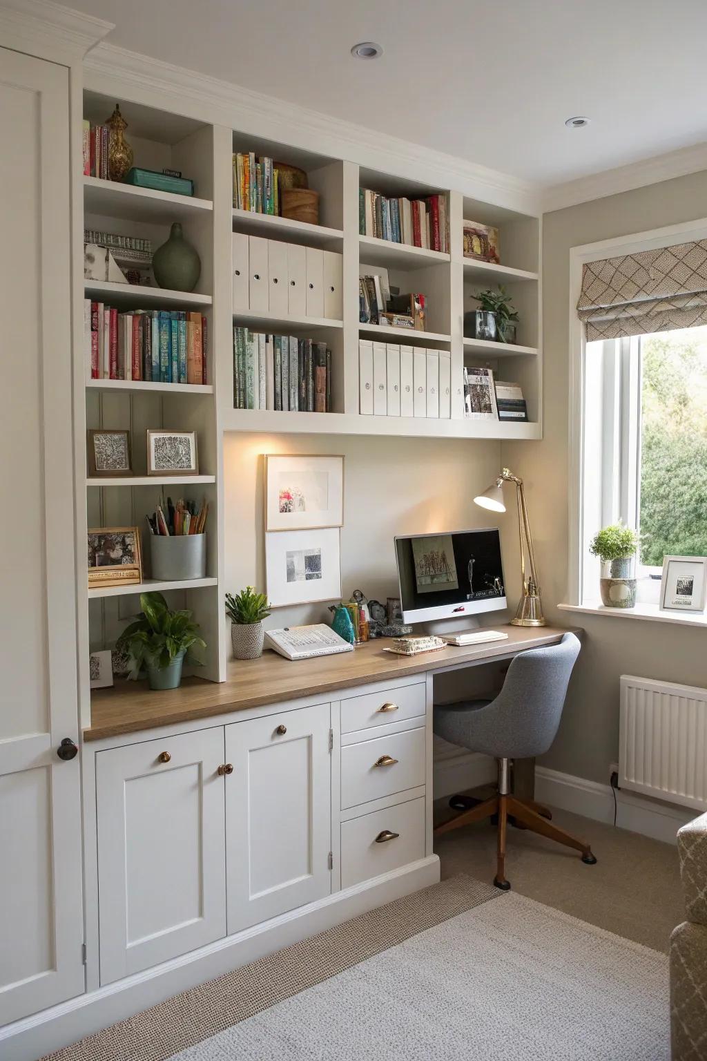 Integrated storage keeps the workspace tidy and efficient.