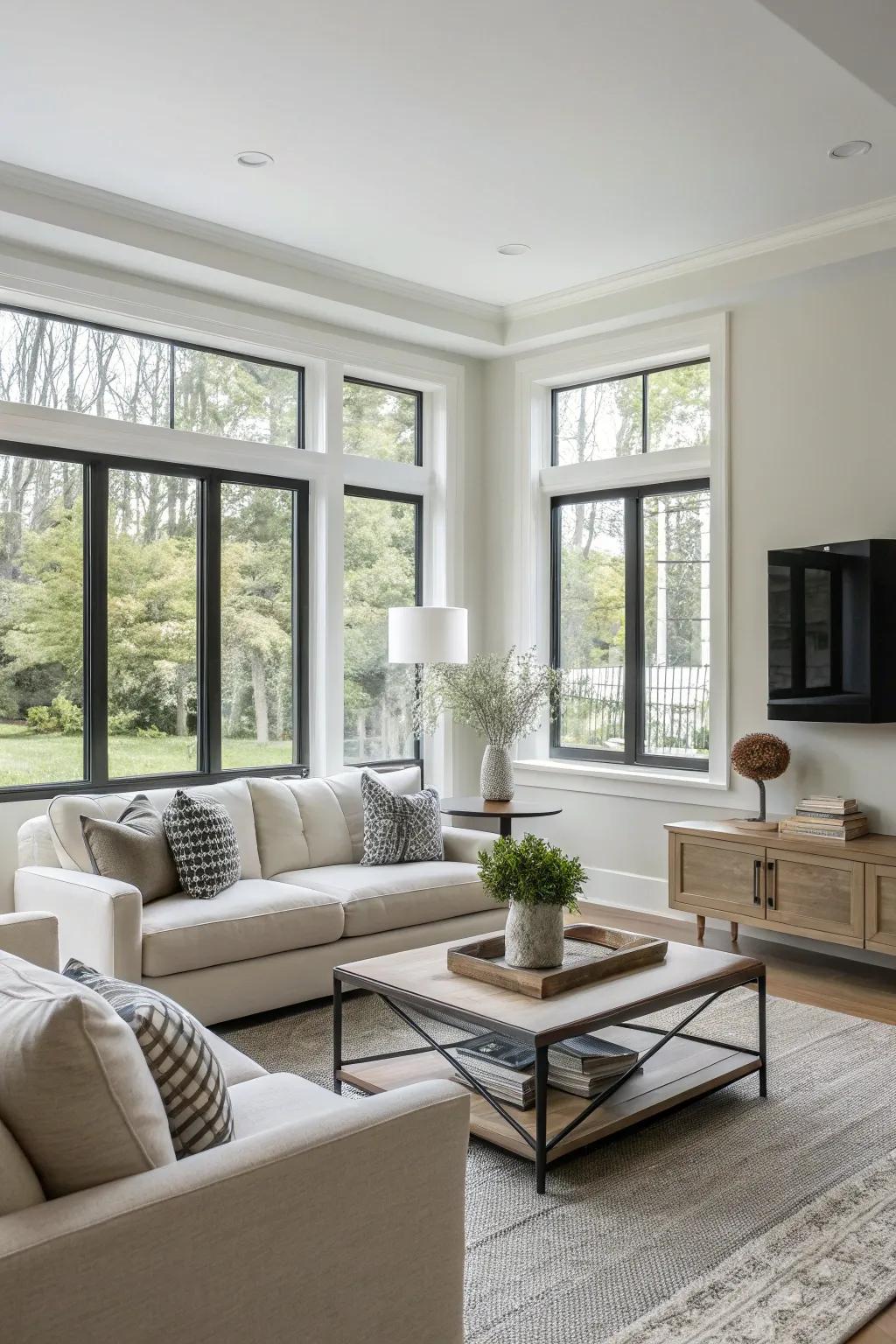 Elevate your living room design with stylish window borders.