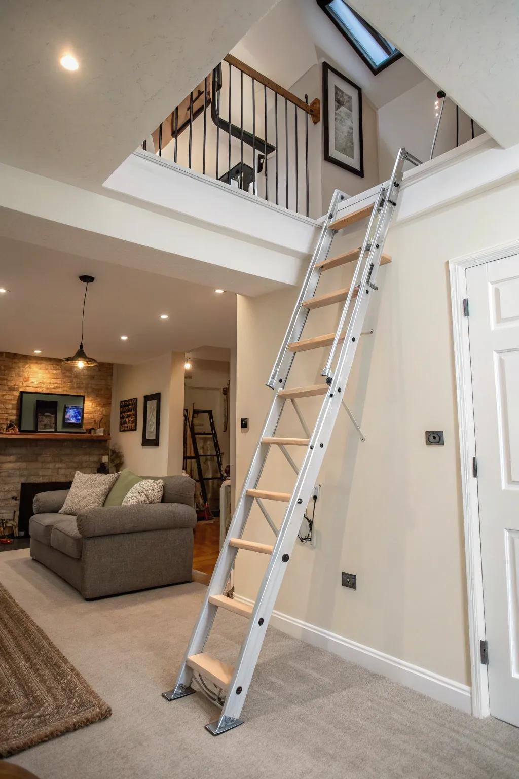 Safety-focused attic ladder design.