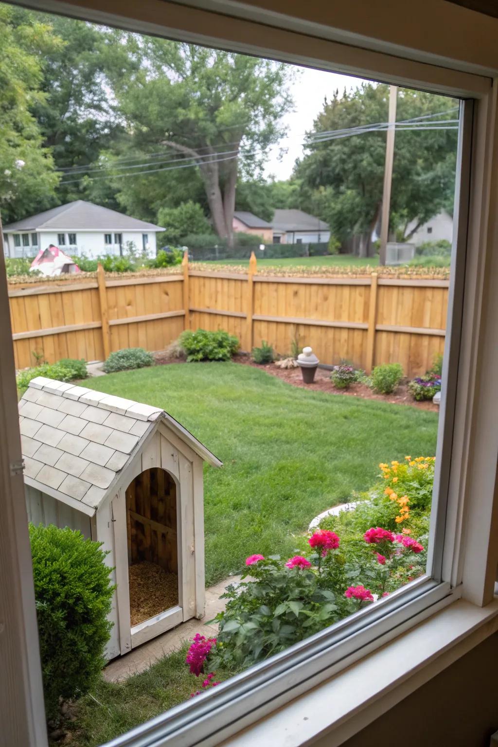 An ingenious canine vista furnishing views past the backyard.