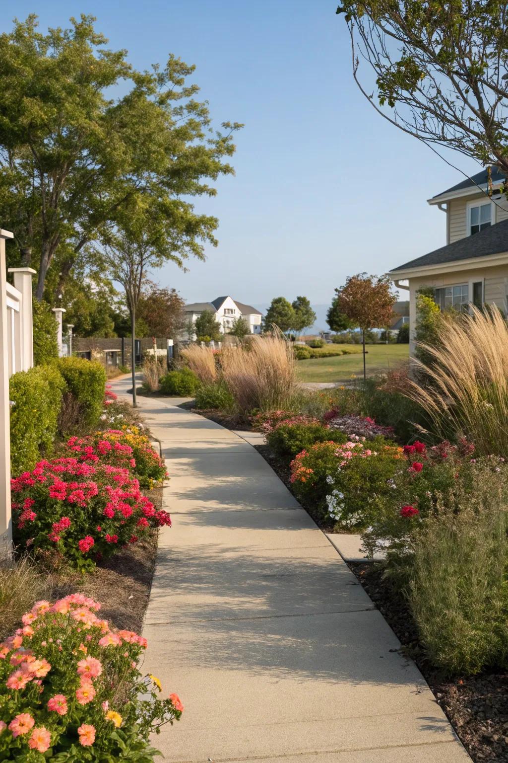 Flourishing native plants at the entrance.