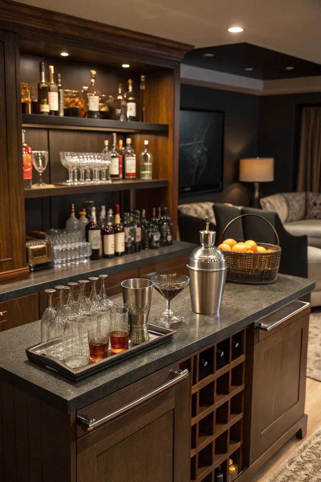 Become the quintessential host with a personalized cocktail bar.