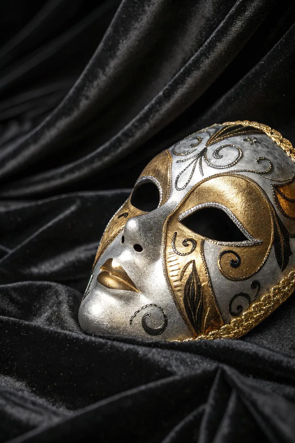 Metallic finishes provide a lavish shine to masks.