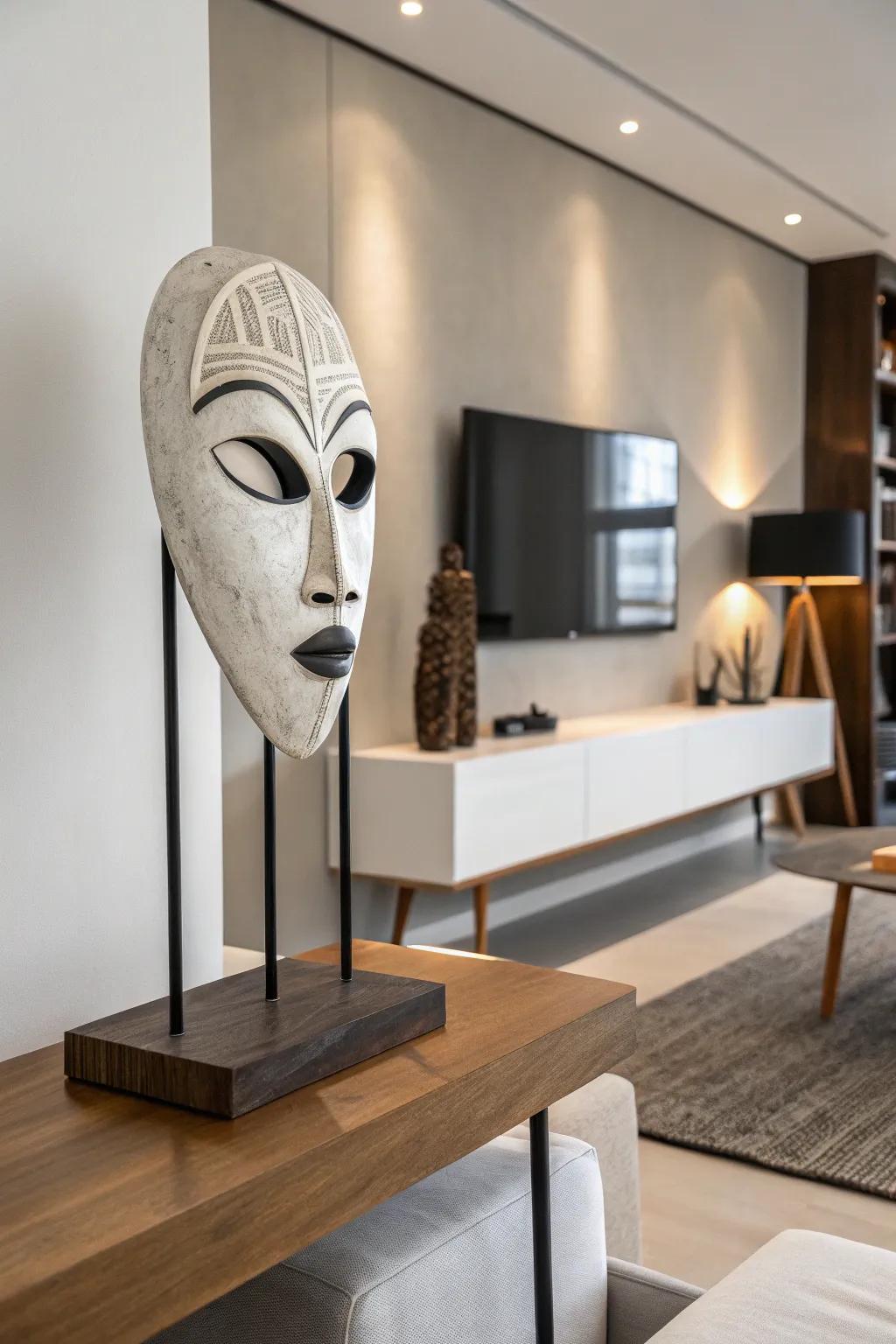 A minimalist mask art piece encapsulating simplicity and refinement.