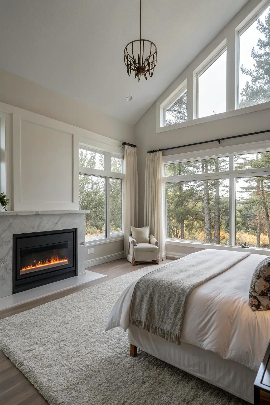 The open, airy layout in this master bedroom promotes relaxation and comfort.