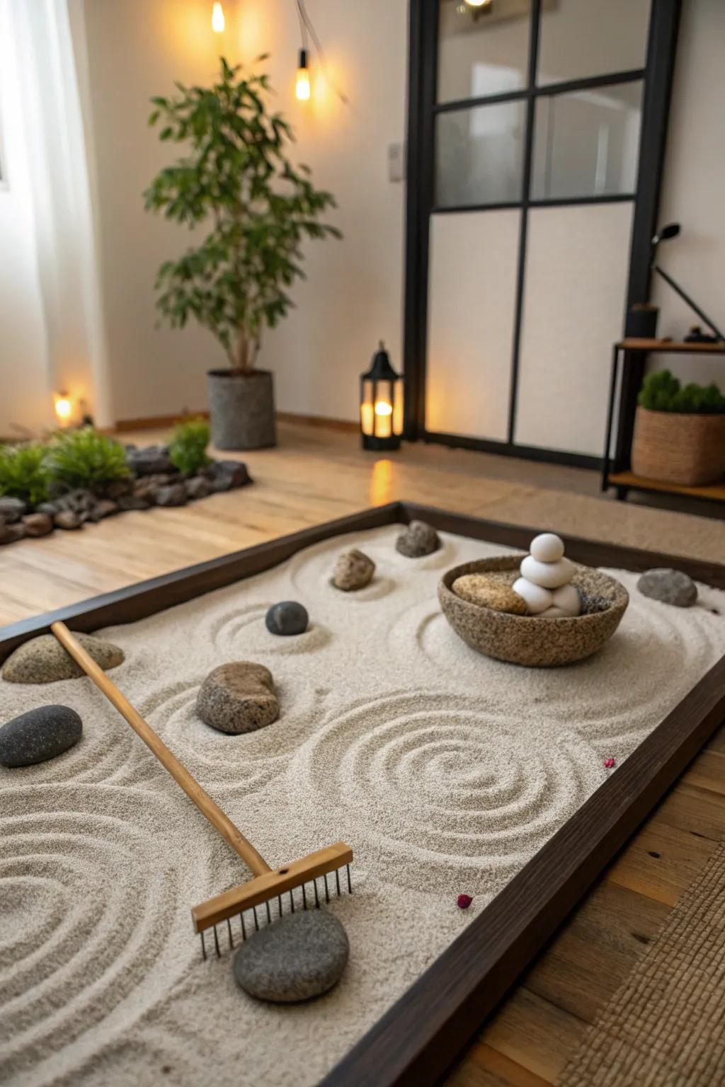 Your space gains a tactile and contemplative element with a do-it-yourself Zen garden.